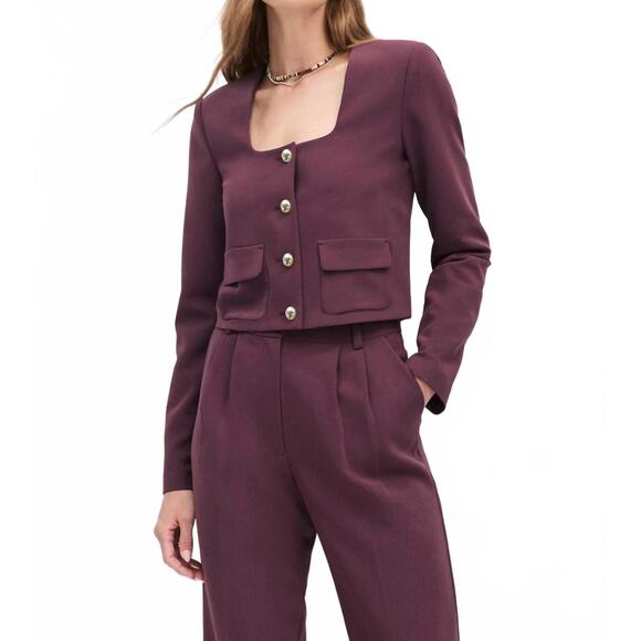 NEW FAVORITE DAUGHTER laura cropped jacket in burgundy dahlia